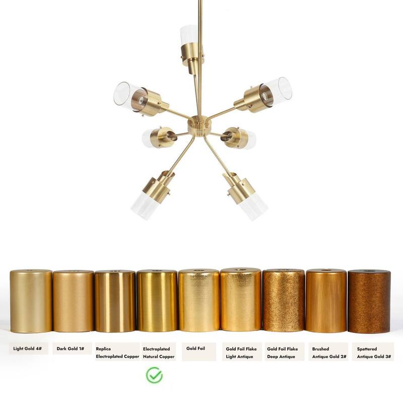Modern Glam 7-Light Gold Sputnik Chandeliers with Clear Glass