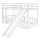 preview thumbnail 3 of 14, Modern Style Wood Bunk Bed with Guardrials, Convertible Ladder and Slide, Solid Construction, White
