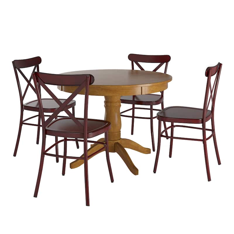 Wilmington II 42" 5-Piece Metal Chair Dining Set by iNSPIRE Q Classic
