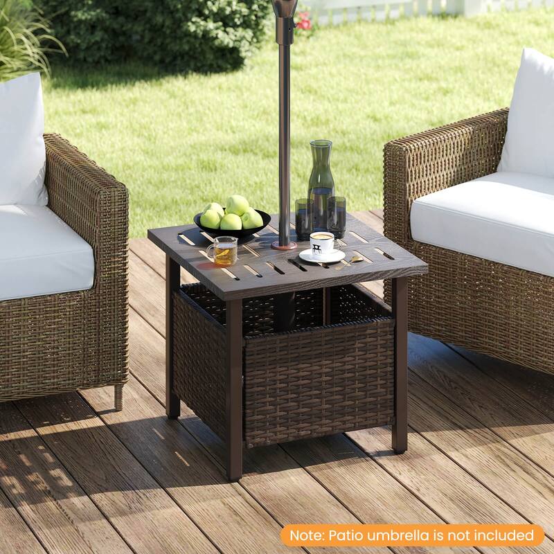 Costway Outdoor Side Table with 1.93" Umbrella Hole Zinc-iron Alloy - See Details