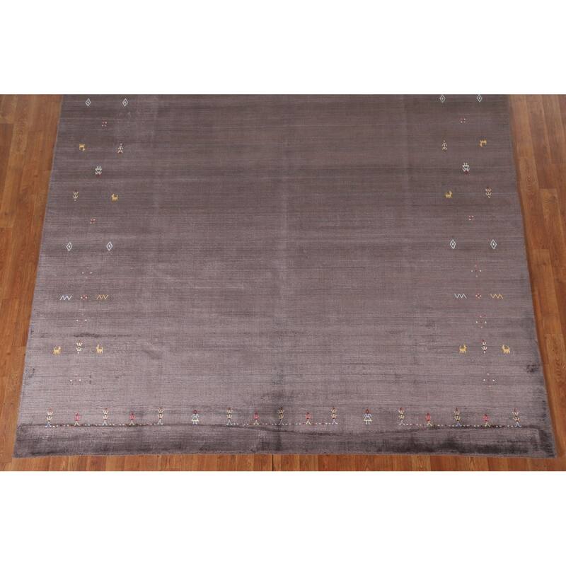 Brown Gabbeh Oriental Area Rug Handmade Wool Carpet - 8'1"x 9'10"