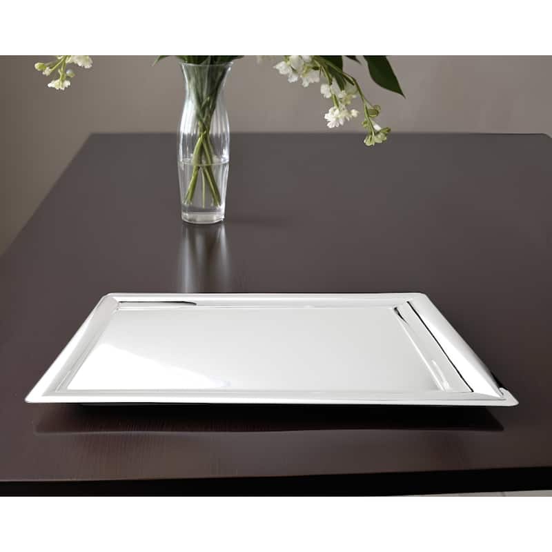 HomeRoots 16" Silver Stainless Steel Serving Tray - Silver