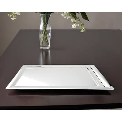 HomeRoots 16" Silver Stainless Steel Serving Tray