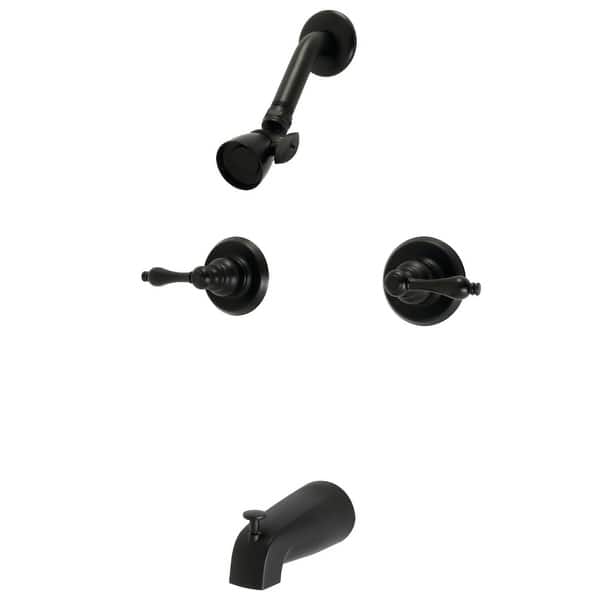 slide 2 of 17, Victorian Two-Handle Tub and Shower Faucet Matte Black