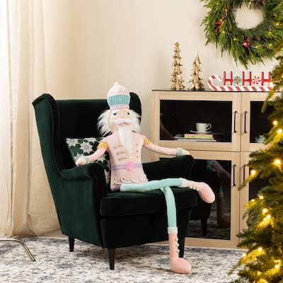 Glitzhome 5FT Christmas Oversized Fabric Nutcracker With Dangle Legs - N/A