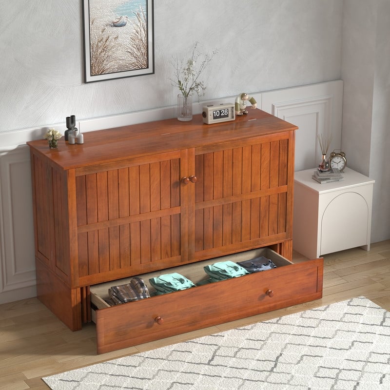Mixoy Murphy Bed Cabinet Chest with Mattress & Storage Platform