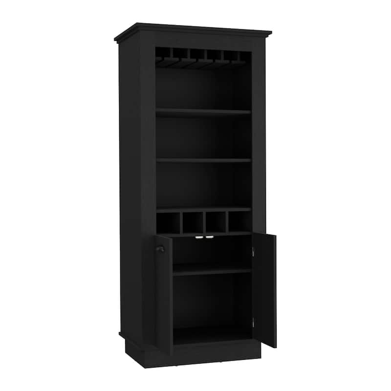 Bar Cabinet, Four built-in wine racks,Living Room, Black