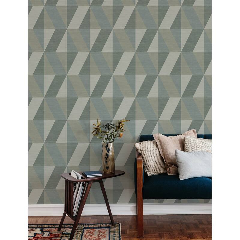 A-Street Prints Winslow Green Geometric Faux Grasscloth Wallpaper