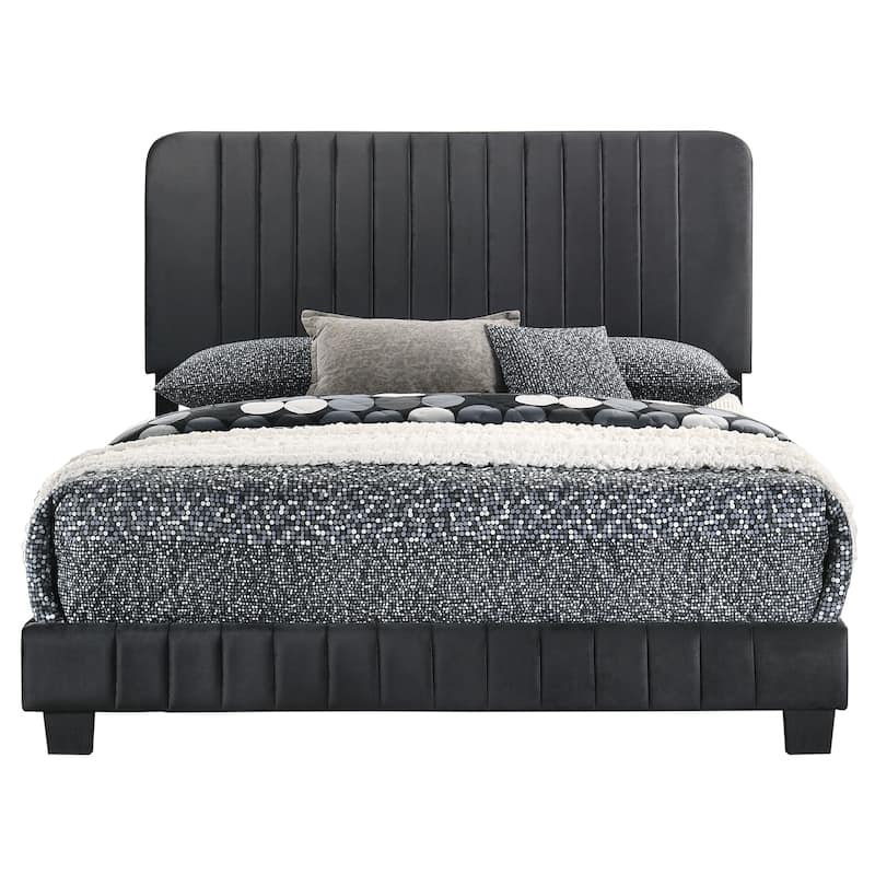 Upholstered Tufted King Panel Bed - 86" - Black