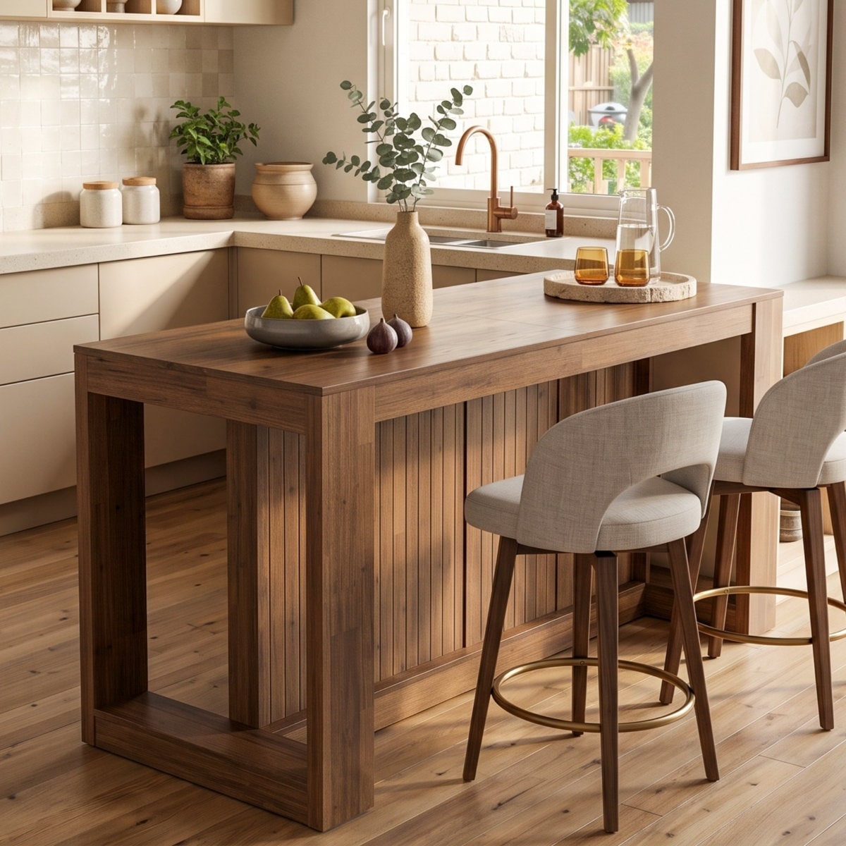 63" Rustic Wooden Kitchen Island, Kitchen Prep Table with Open Under-Table Space