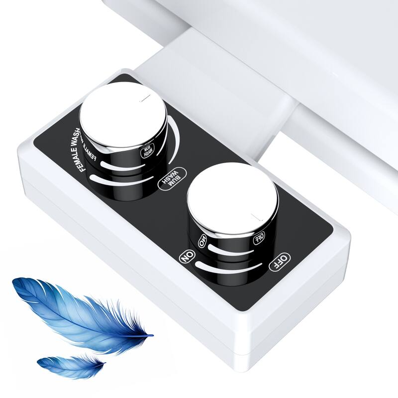 Dual Nozzle for Frontal & Rear Wash Self Cleaning Bidet Attachment - Black/Chrome