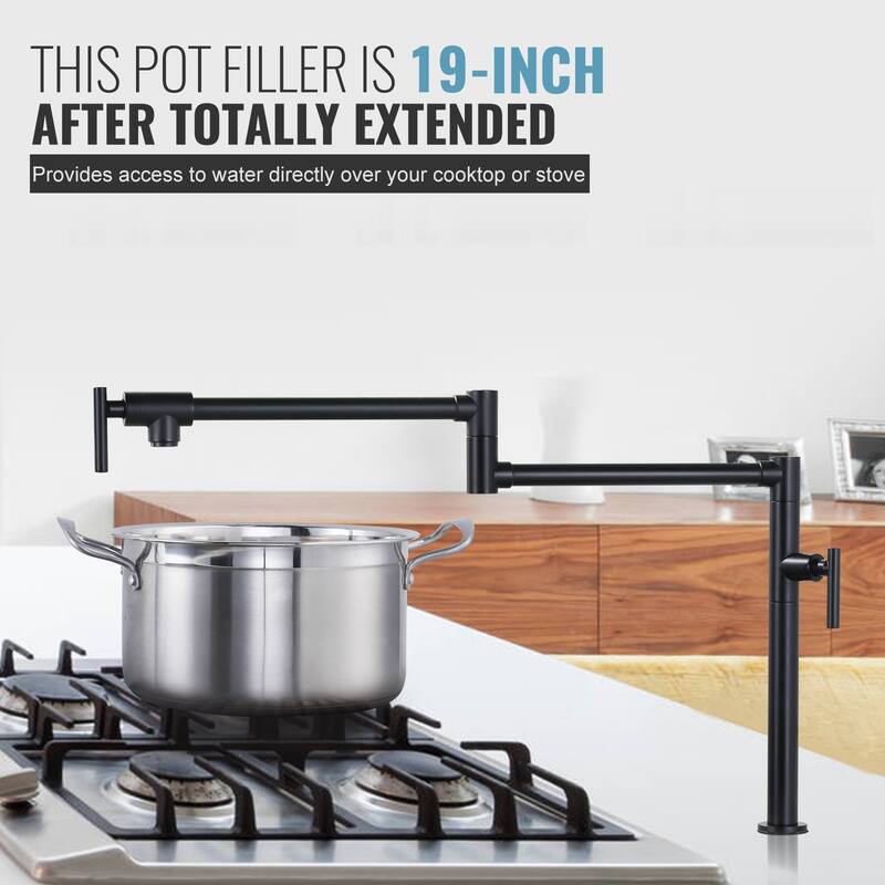 WOWOW Deck Mount Double Handle Pot Filler Faucet