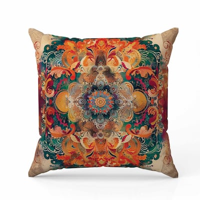 Verdant Fire Indoor/Outdoor Reversible Throw Pillow Pink and Orange