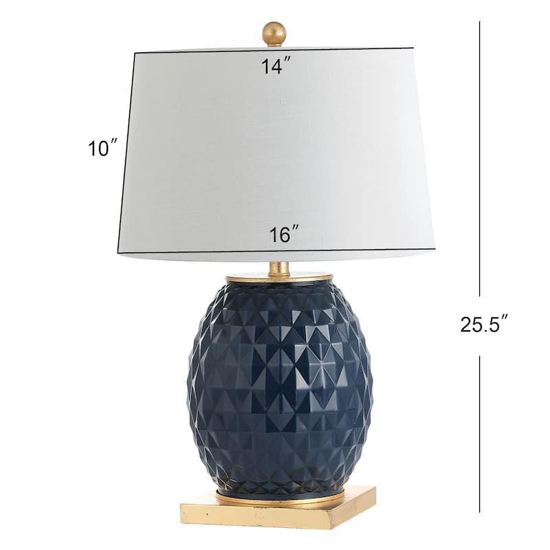 Ronald 25.5" LED Glass/Metal Table Lamp, White/Gold Leaf by JONATHAN Y