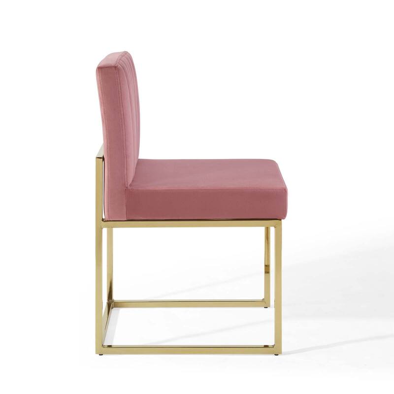 Silver Orchid Haussermann Channel Tufted Sled Base Velvet Dining Chair