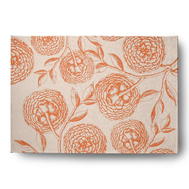 Antique Flowers Spring Chenille Rug - Orange - 5' x 7'