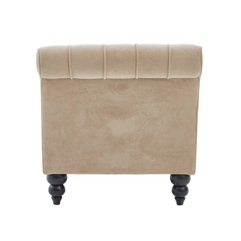 Christopher Knight Home - Classic Indoor Velvet Upholstered Button-Tufted Chaise Lounge Chair with Solid Wood Legs - 54.5"L