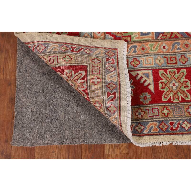 Oriental / Geometric Kazak Area Rug Hand-Knotted Wool Carpet - 6'6" x 9'8"