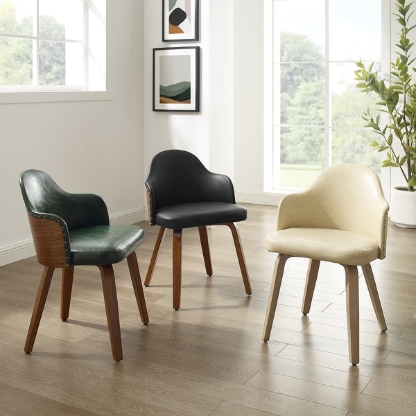 Corvus Metz Mid-Century Bonded Leather Bamboo Accent Chairs (Set of 2). Opens flyout.