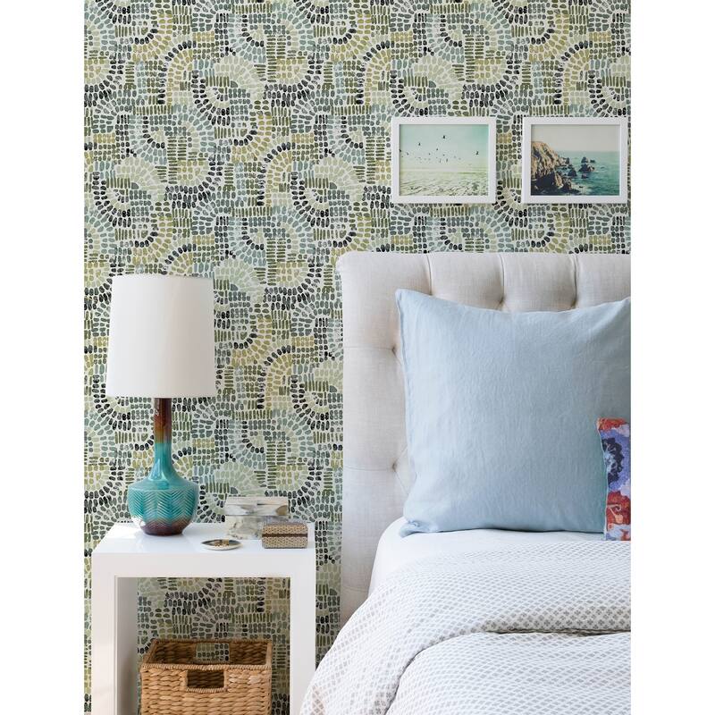 A-Street Prints Wanderer Evergreen Mosiac Wallpaper