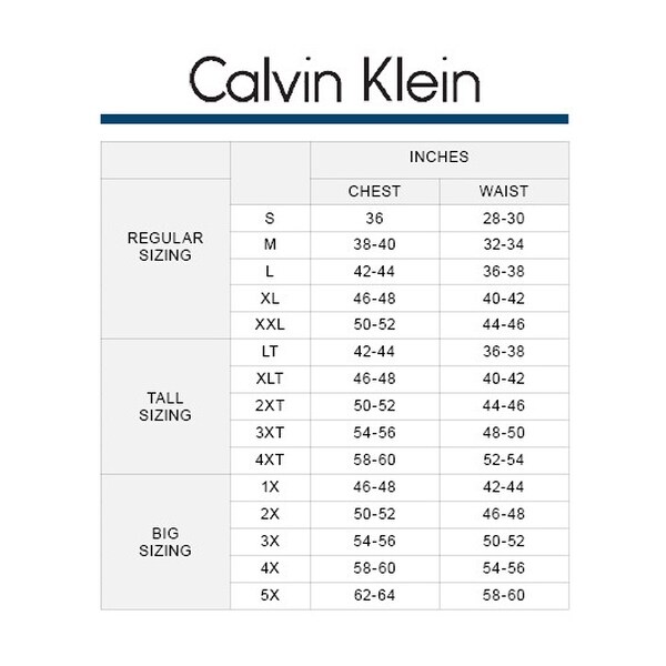 Calvin Klein Xs Size Chart