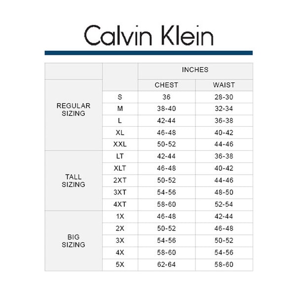 Calvin klein mens shirt size chart Clearance