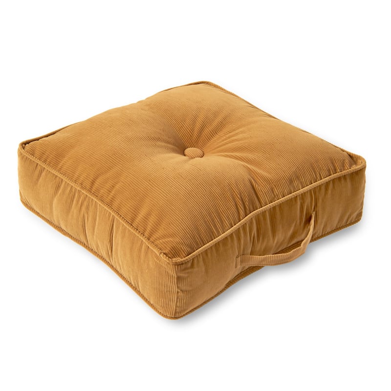 Omaha Corduroy Microfiber 21-inch Square Floor Pillow in Buff