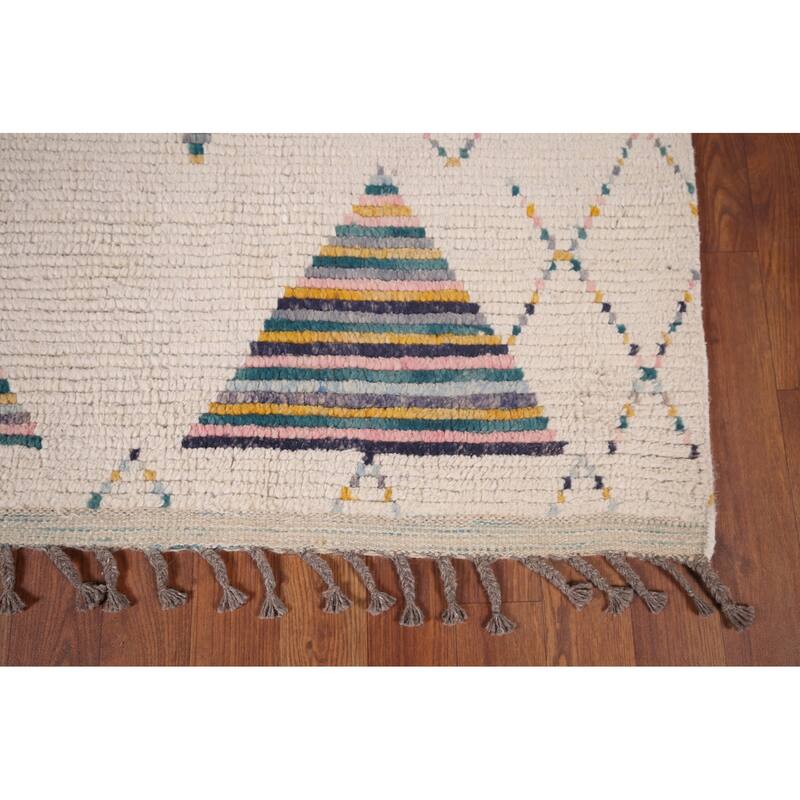 All-Over Trellis Moroccan Oriental Area Rug Hand-Knotted Wool Carpet - 5'11"x 9'5"