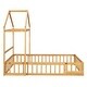 preview thumbnail 4 of 45, Full Size Wooden Floor Bed with Fence and Detachable Headboard for Kids