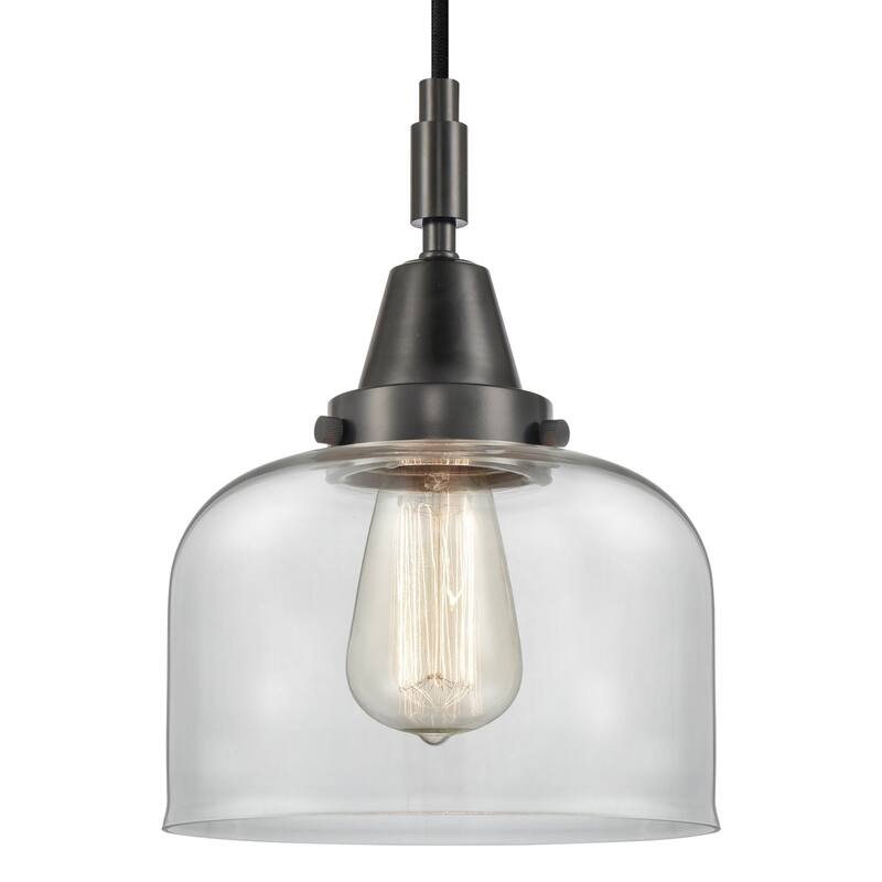 Innovations Lighting 447-1P-G72 Bell 8" Wide Mini Pendant with Clear - Matte Black