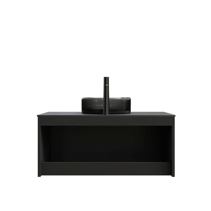 Wall-mounted Bathroom Vanity with Round Glass Basin