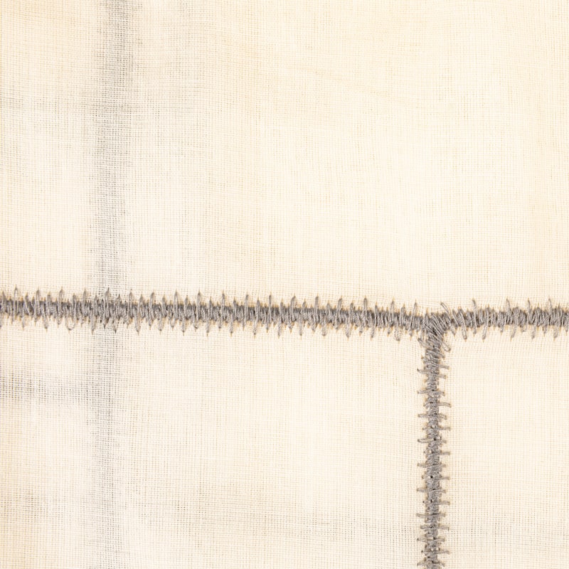 Cotton Curtain Panel with Geometric Embroidery - 45.0"L x 84.0"W x 0.3"H