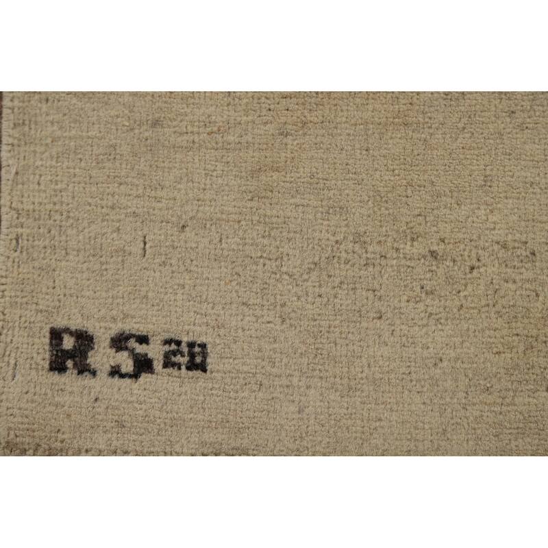 Modern Gabbeh Oriental Area Rug Handmade Solid Wool Carpet - 4'11" x 6'4"