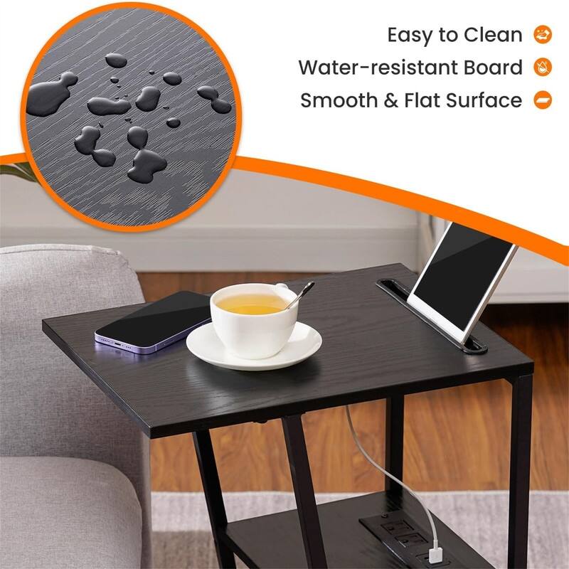 C Shaped Nightstand End Table - 11.8"D x 15.7"W x 24.02"H