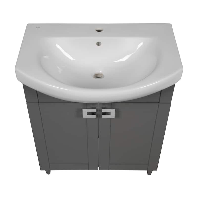 Modern Free standing Bathroom Vanity with Washbasin Woodmix Gray Matte Non-Toxic MDF-26"-Olimpia Grey Matte 26"