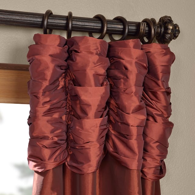 Exclusive Fabrics Ruched Faux Solid Taffeta Curtain (1 Panel)