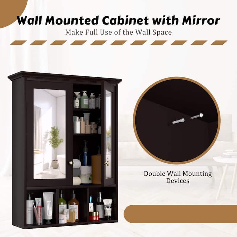 VEIKOUS Oversized Bathroom Medicine Cabinet Wall Mounted Storage with Mirrors
