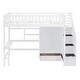 preview thumbnail 5 of 55, Playhouse Inspired Twin size Loft Bed with Bookshelf, Drawers, Desk and Wardrobe, Sturdy Construction & Unique Design, White