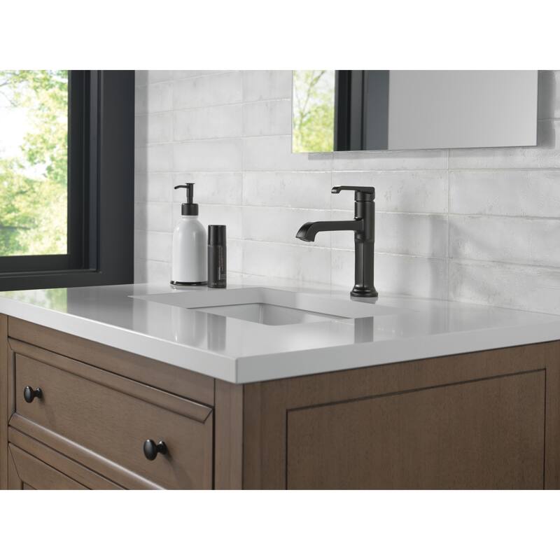 Delta 589-LPU-DST Tetra 1.2 GPM Single Hole Bathroom Faucet Less Drain