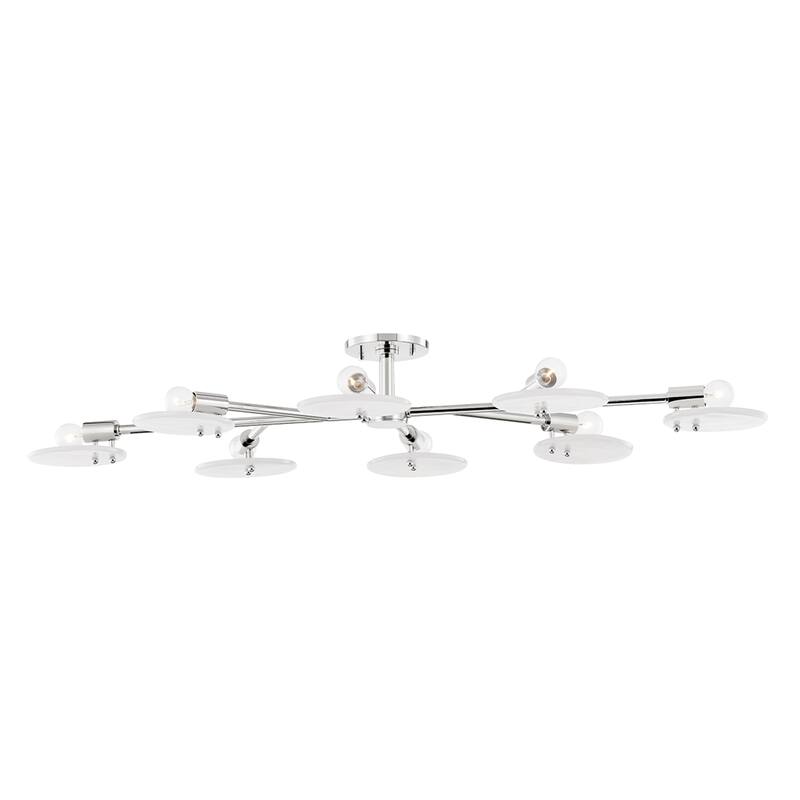 Mitzi by Hudson Valley Giselle 8-Light Aged Brass Semi Flush Mount with White Candy Glass - Polished Nickel