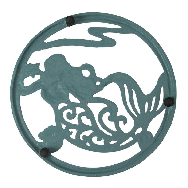 Zeckos Cast Iron Mermaid Anchor Compass Rose Kitchen Trivet (Set Of 3) - 0.75 X 7.75 X 7.75 inches