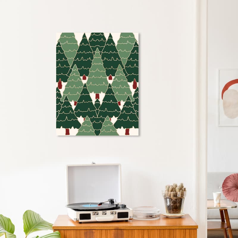 Wynwood Studio Canvas Holiday and Seasonal Christmas Pine Forest Glitter Green Glam Wall Art Canvas Print - 20 x 24
