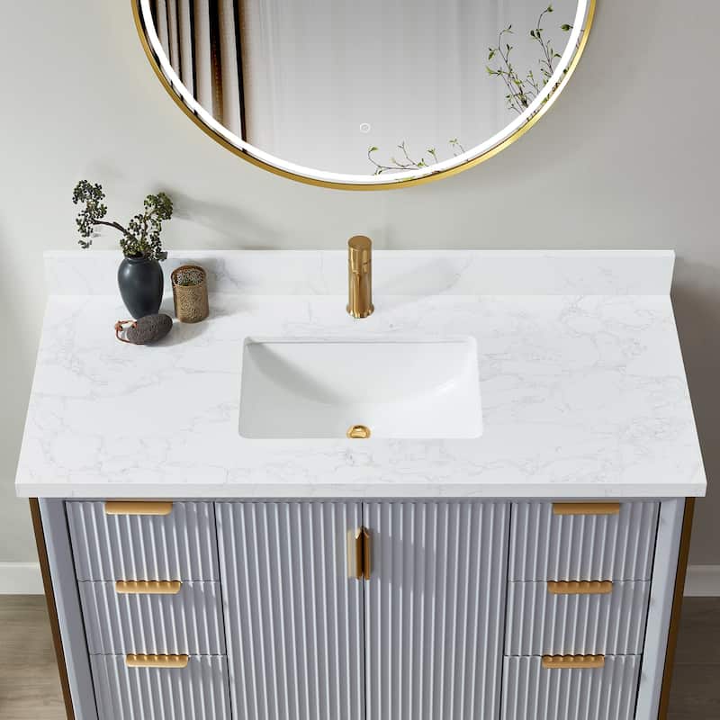 Malaga Composite Stone Vanity Top with White Rectangular Sink
