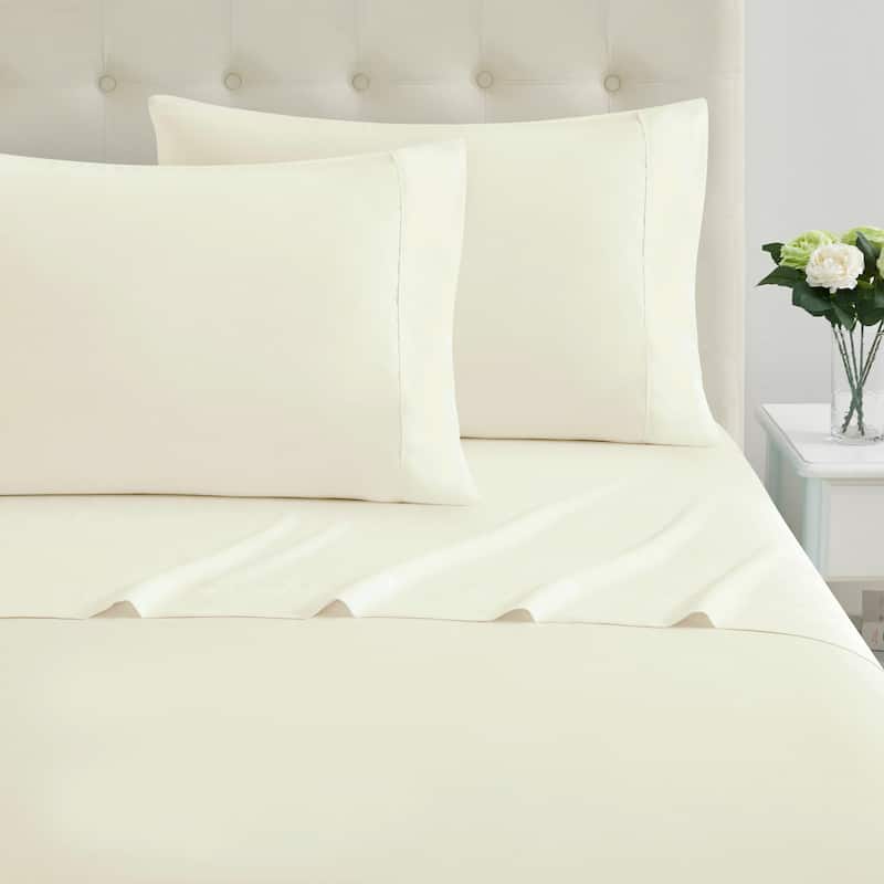 Sweet Home Collection Combed Cotton Percale Sheet Set Made in Egypt 400 TC - Off-White - King
