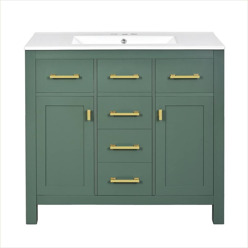 72" Bathroom Vanity Set with Ceramic Sink (Separate) and Drawers & Cabinets