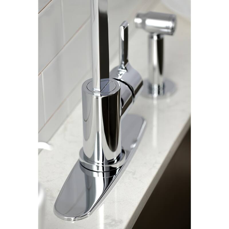 Kingston Brass Continental Single-Handle Kitchen Faucet with Brass Sprayer