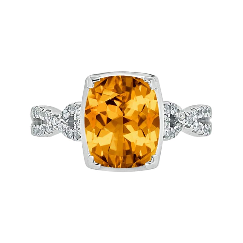 Auriya 3 9/10ct Cushion-cut Citrine Diamond Engagement Ring 1/5ctw 14k Gold
