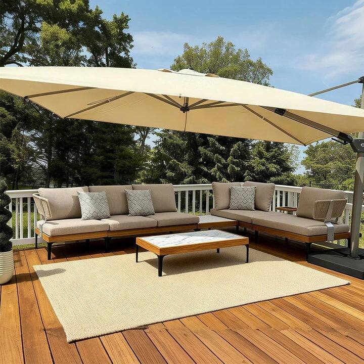 PURPLE LEAF Melben Light Grey Modular Outdoor Sectional with Cushions Flexible Layout Patio Conversation Set Couch