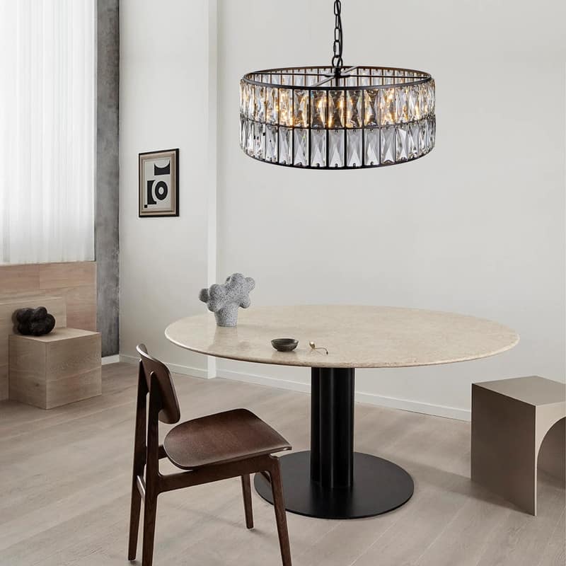 18" 6-Light Modern Crystal Drum Chandelier
