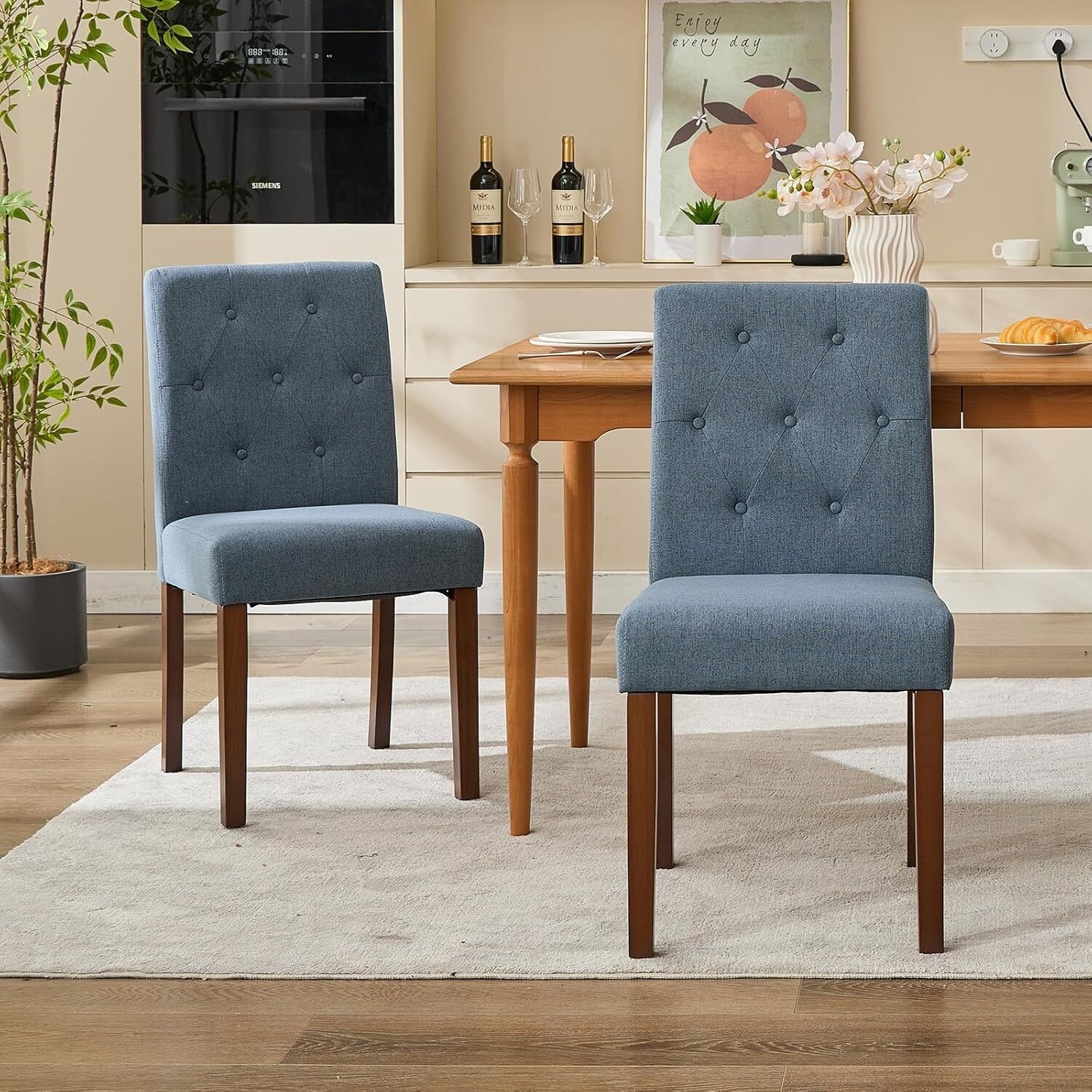 Set of 2 Button Tufted Modern Parsons Upholstered Dining Chairs for Dining Room, Cafe & Home